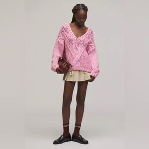 ANTHROPOLOGIE SELF CONTRAST HEAVY KNIT CHUNKY V NECK SWEATER 💕